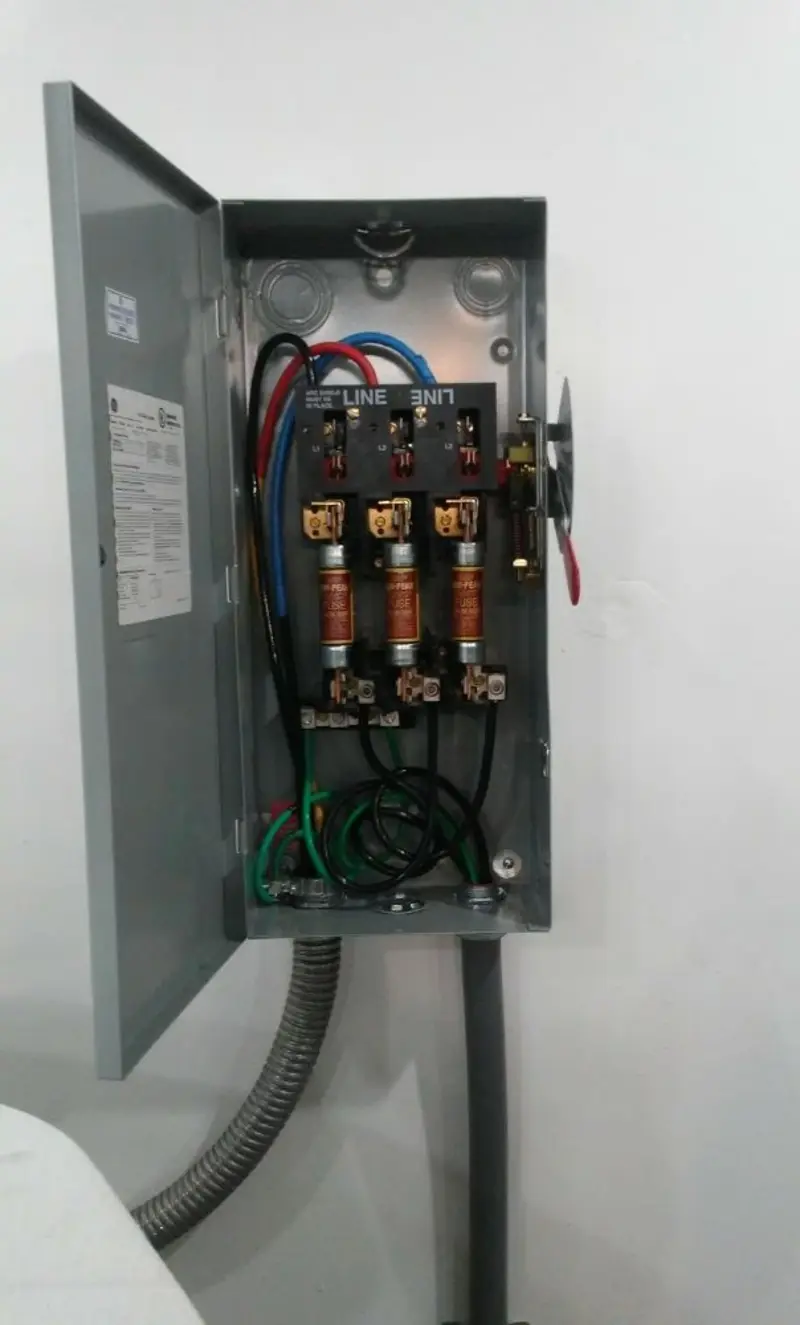 Three-phase disconnect switch installed for Smoke Detector Installation in Alhambra